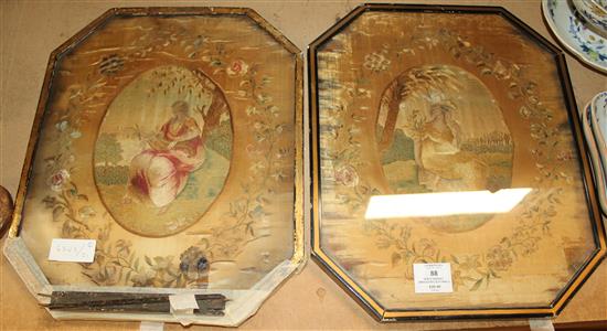 Pair of Regency embroidered silk panels